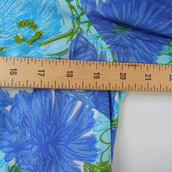 Talbots Shirt Women Size Small Blue Floral Top Blouse Sequin Boho Allover Tencel - Picture 4 of 8